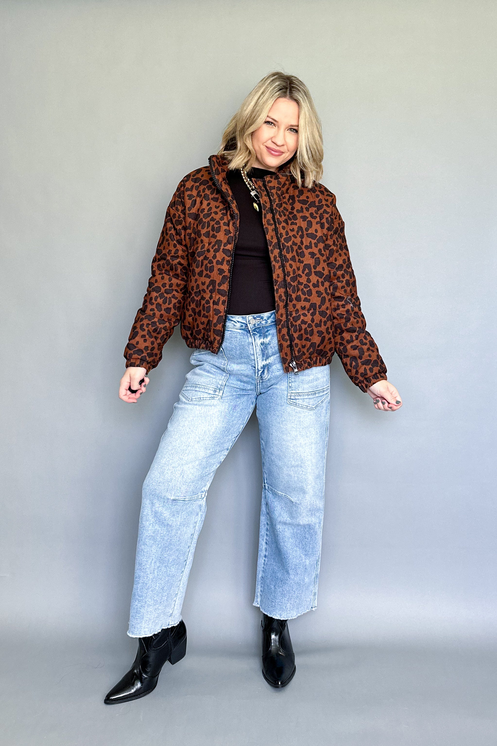 karlie leopard puffer jacket