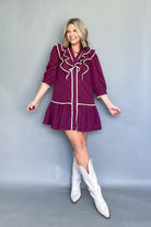 entro plum stitched mini dress