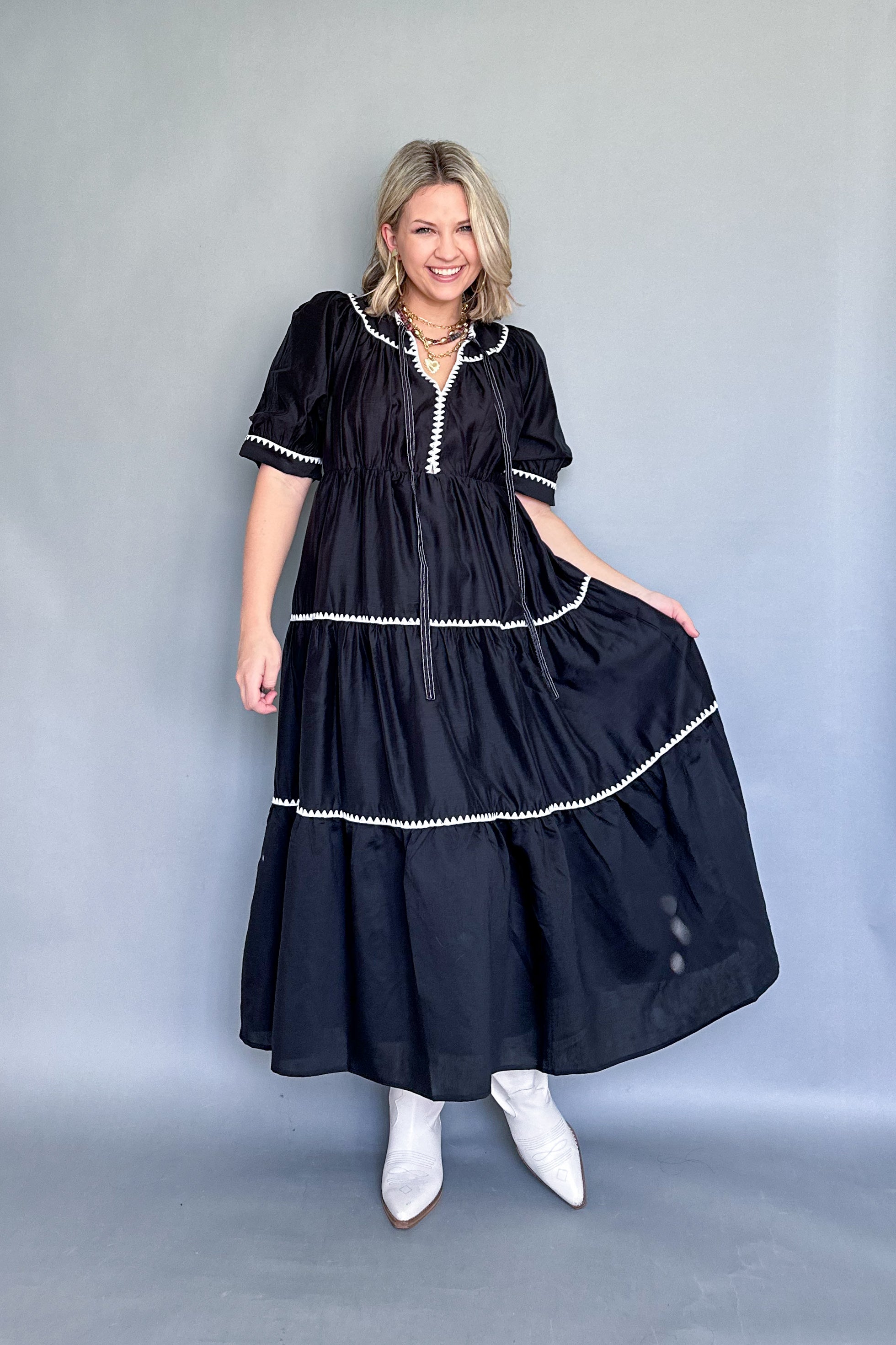 english factory black maxi with white stitching