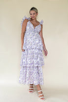 storia floral maxi ruffle maxi dress