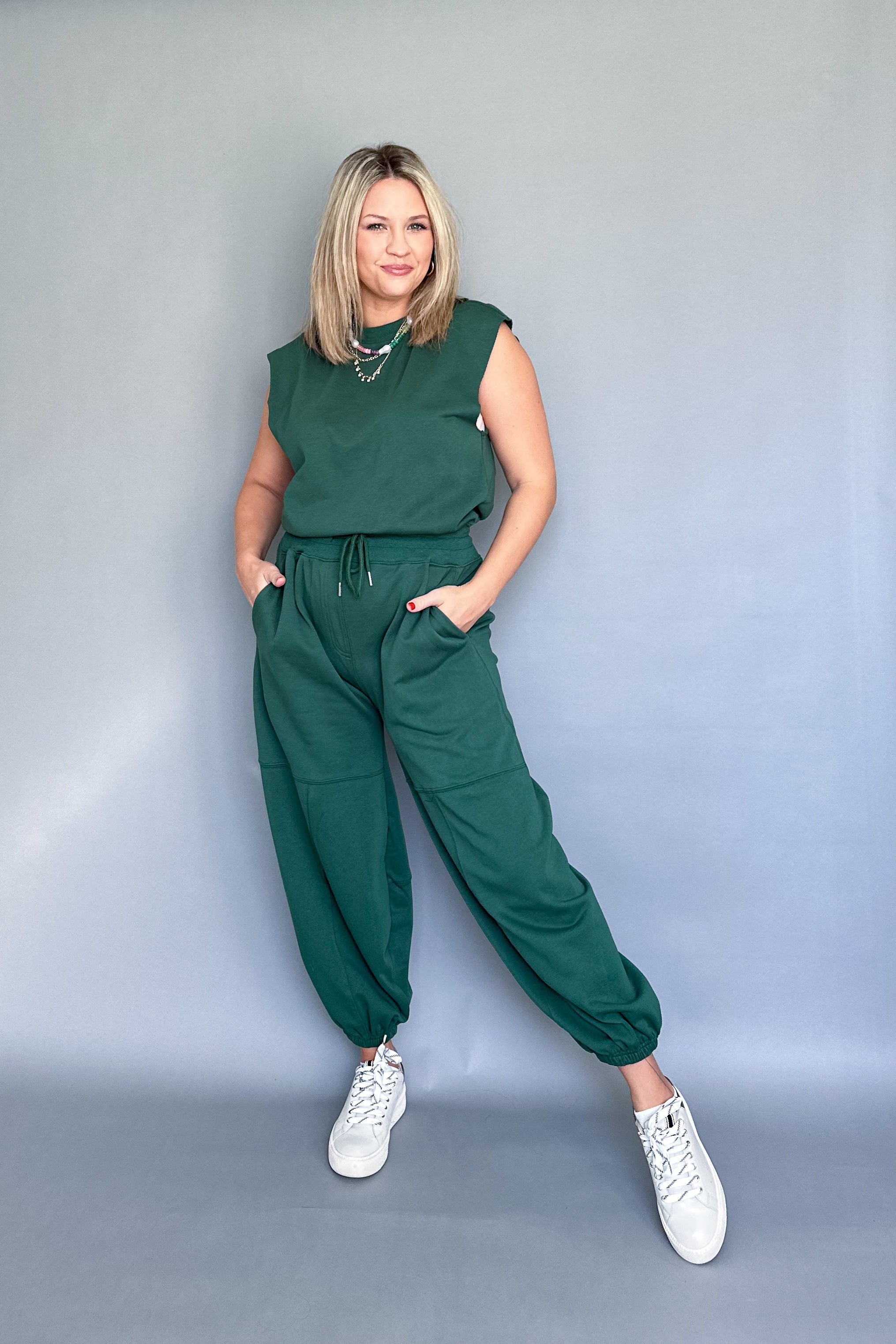 entro hunter green jumpsuit