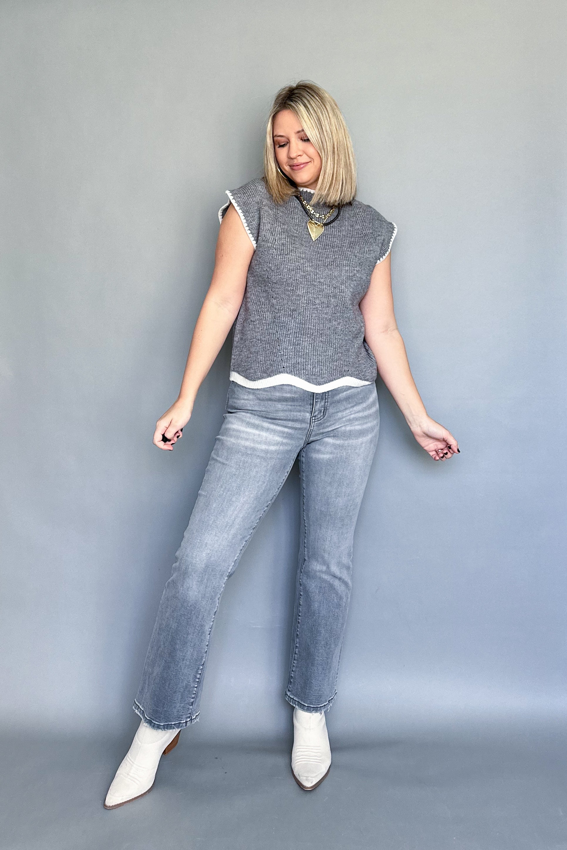 entro gray sleeveless sweater