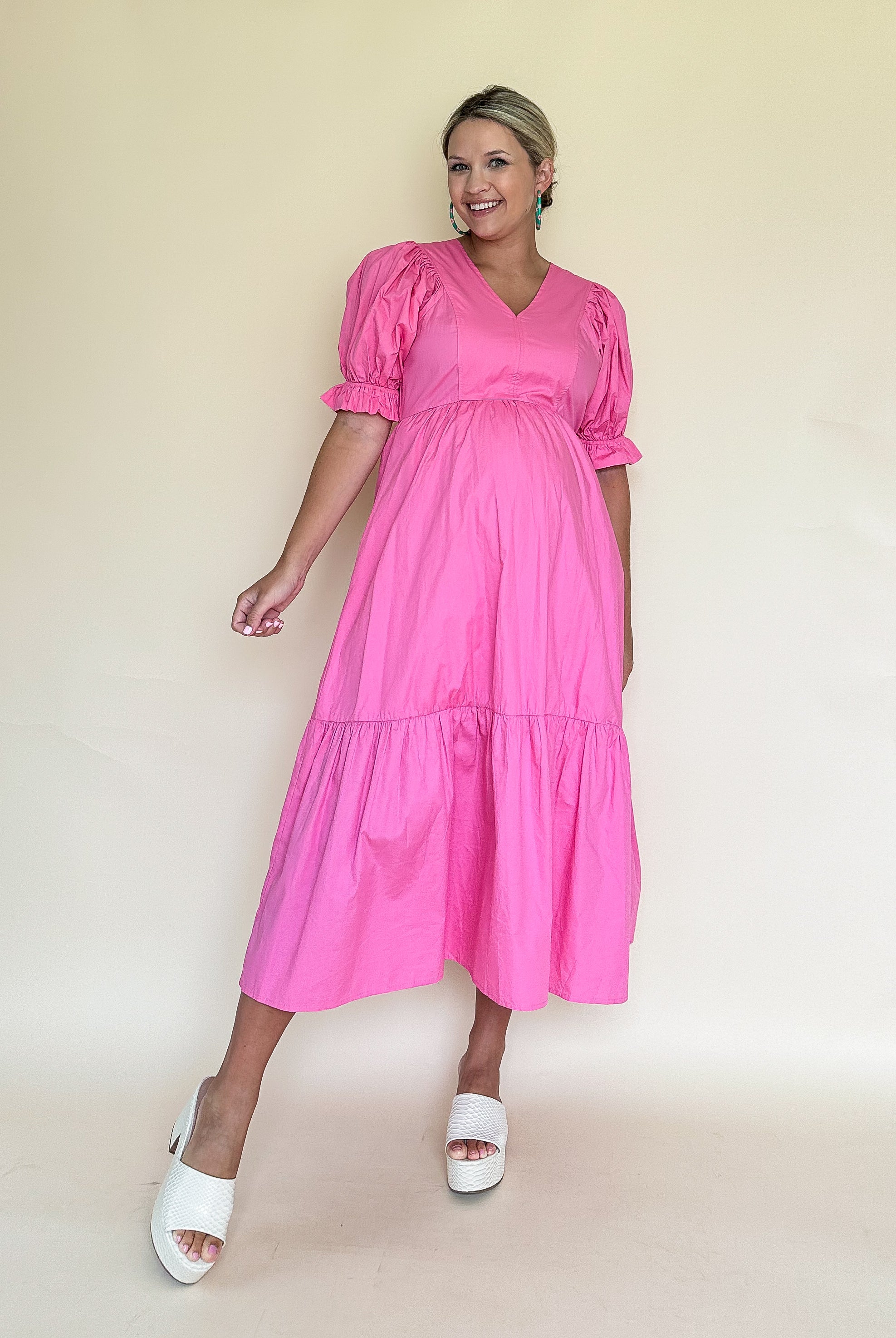 entro pink poplin maxi dress