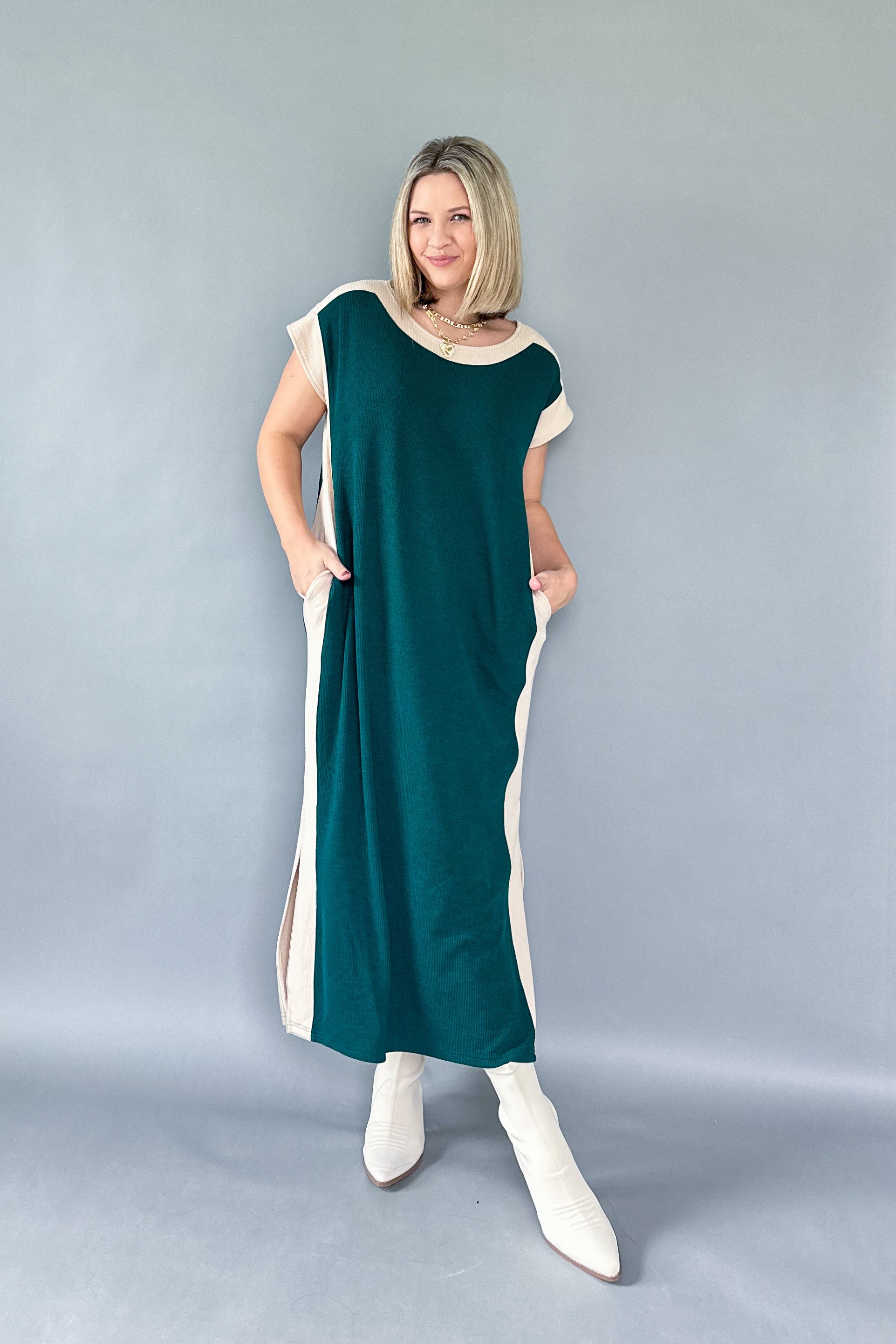 entro hunter green stripe maxi