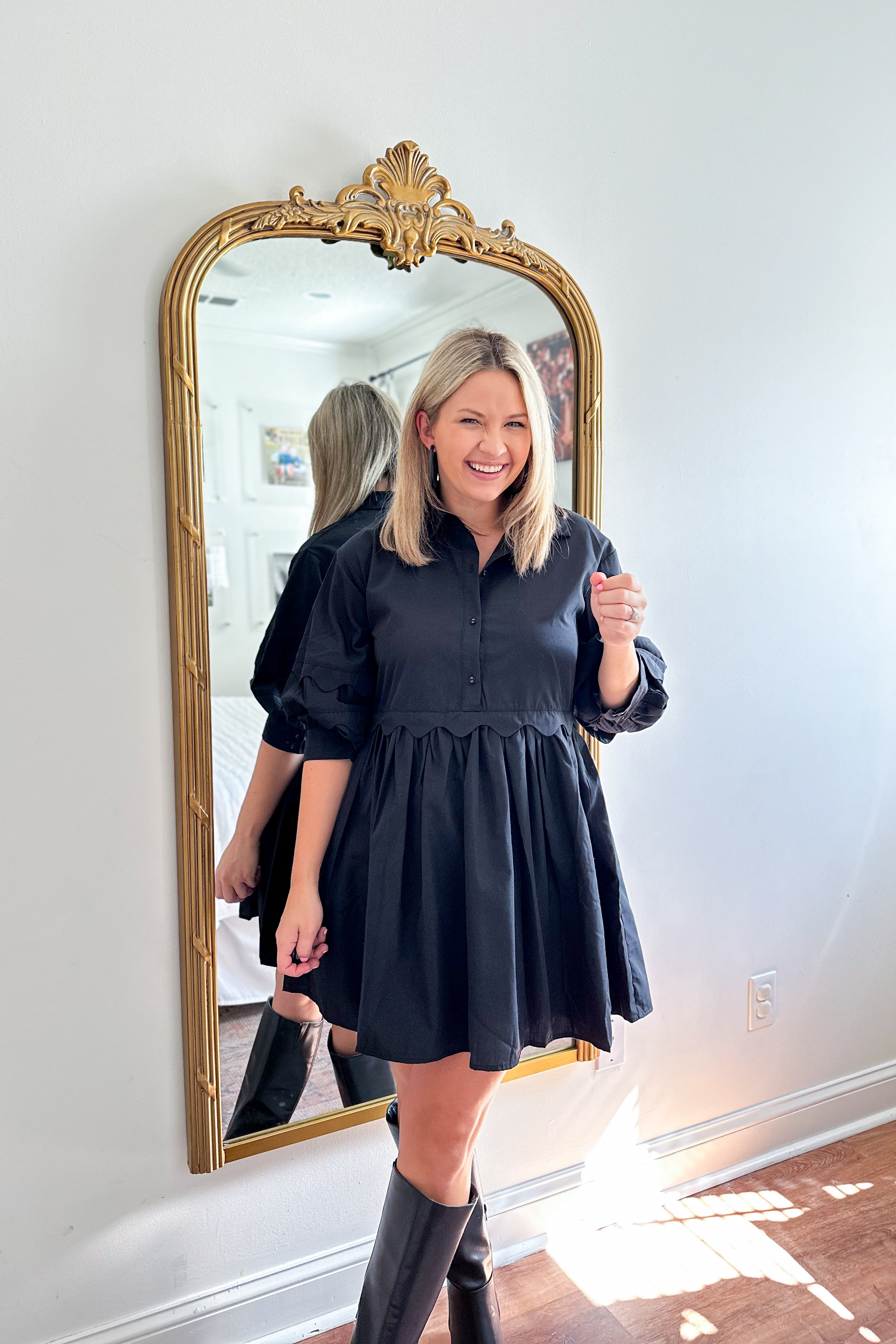 ENTRO black scalloped dress