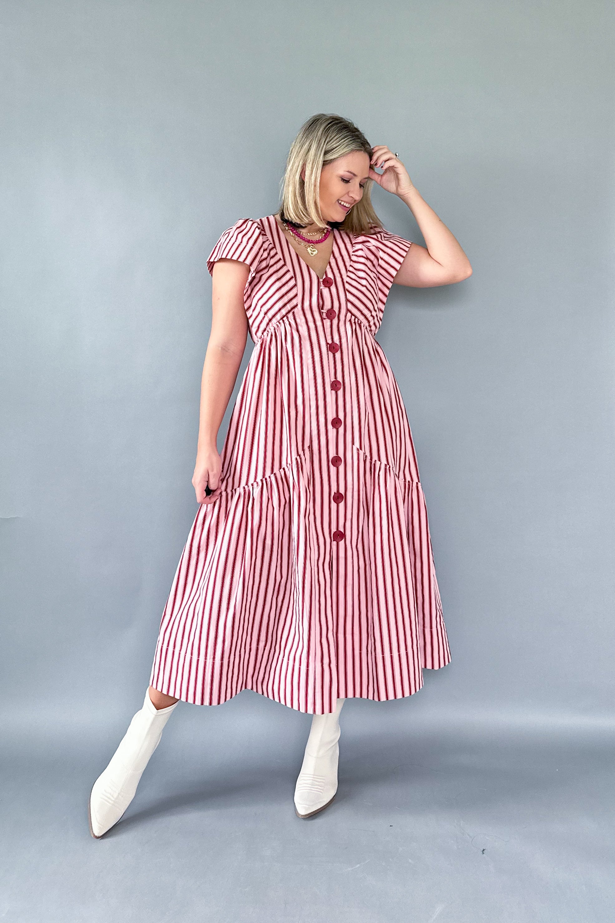 karlie pink stripe maxi dress