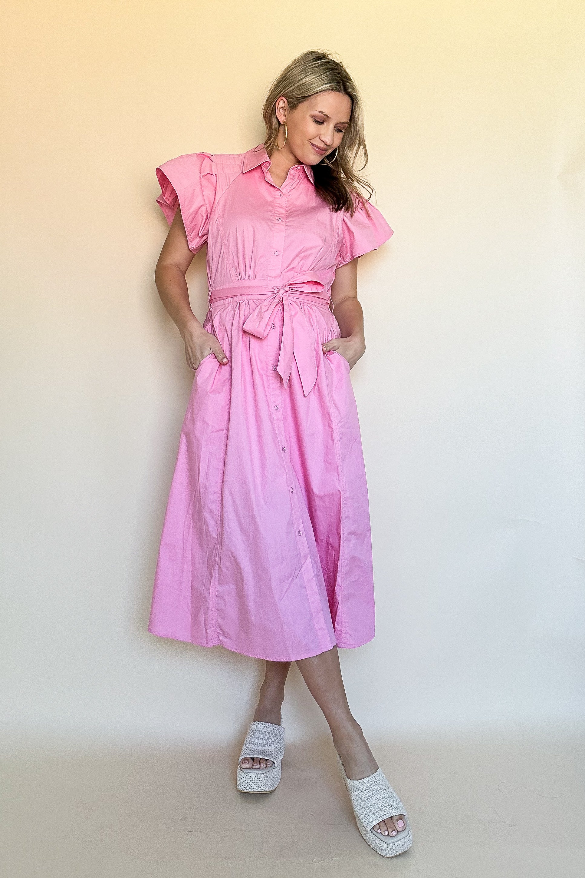 entro pink midi dress